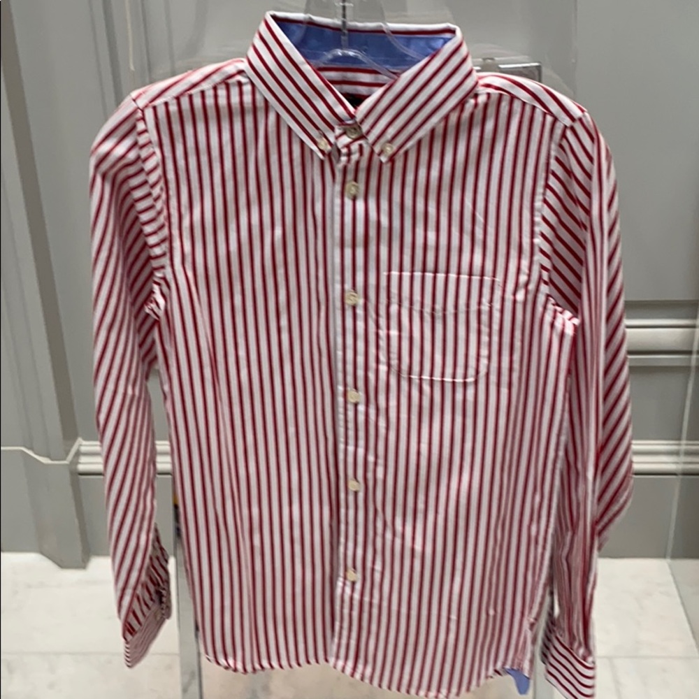E-LAND RED/WHITE STRIPE BUTTON DOWN SHIRT SIZE 12